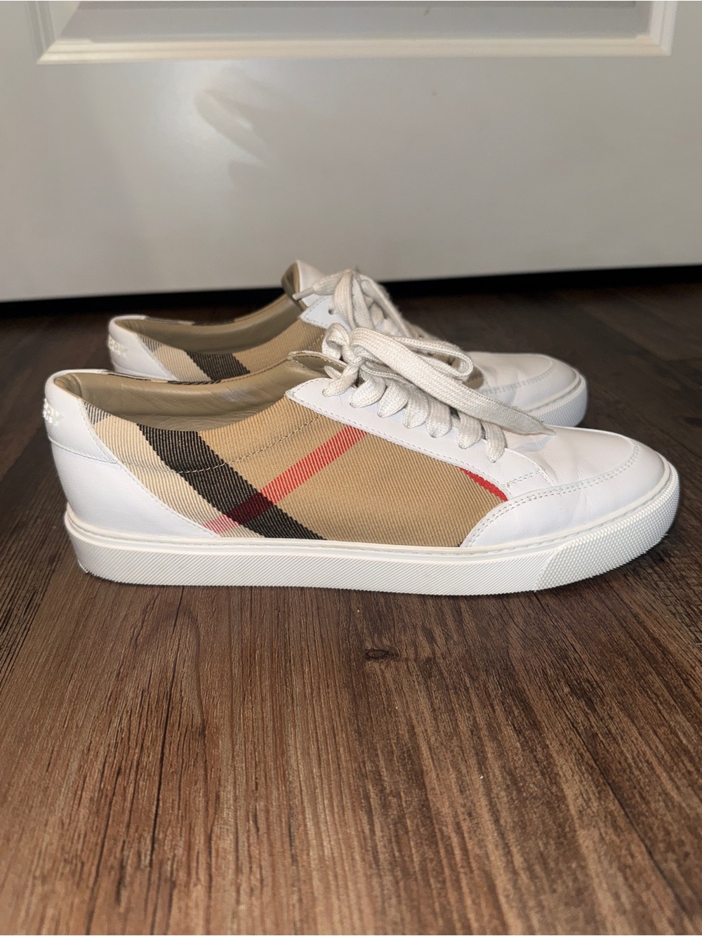 Burberry Nova Check Pattern Leather Sneakers